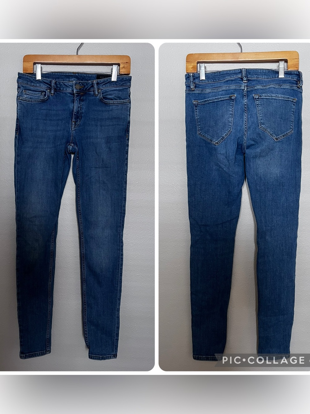 AllSaints Mast Blue Stretch Jeans W28 Slim Tapered MAST Jean Made in Turkey